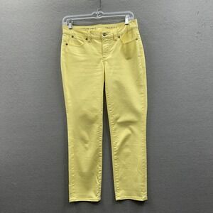 EUC Talbots SIGNATURE Crop Denim Pants Jeans Size 2 Stretch Ankle Capri Yellow